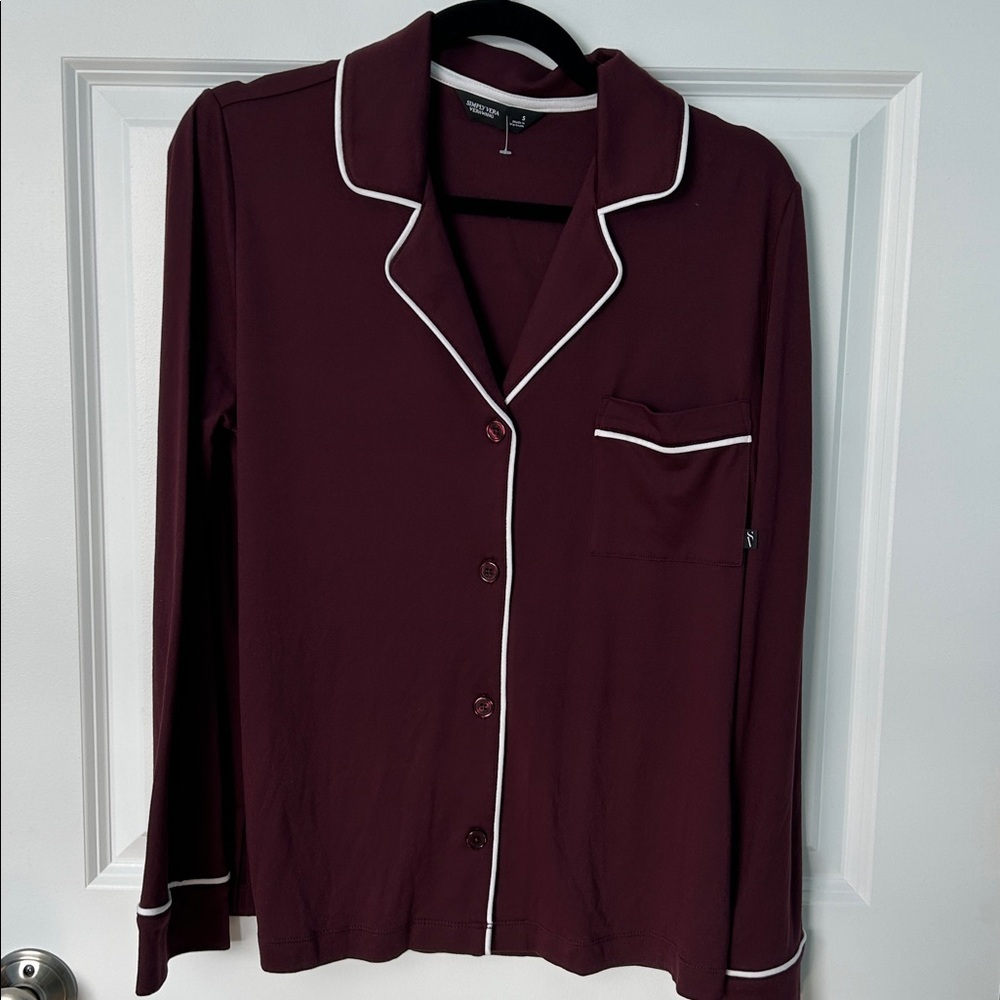 Women's Simply Vera Vera Wang Button Down Pajama Shirt | Lounge Shirt | Pajama